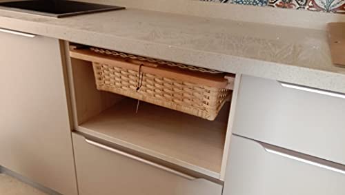 AKWAY Wicker basket for modular kitchen | wicker basket for kitchen storage | Wicker basket for onion, patato (With Partition, 22.5" W (564mm) X 20" L X 6" H)), Rectangular, Beige