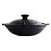FCSFSF Nisko zakryta zapiekanka, odporna na wysoką temperaturę, pyszny garnek do gulaszu, glinka gorący garnek, nieprzywierająca patelnia do zapiekania z pokrywką, okrągła ceramiczna zapiekanka, zdrowy rondel czarny 1,6 l