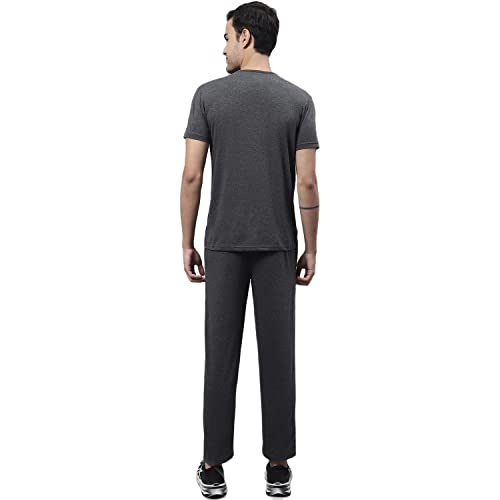 Image of Mack Jonney Cotton Solid Co-ord Set Tracksuit For Men (Pack of 2)-ANT BLK T D10 04-P