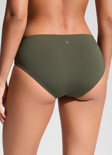 Image of CRZ YOGA Mid Waisted Bikini Bottoms | Mid Cut Leg, Medium Bum Coverage, Full Lining, Swim, Bathing Suit Briefs for Women