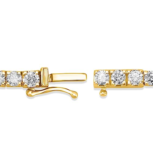 5 Carat - 10 Carat Lab Grown Diamond Tennis Bracelet | 14K Yellow Gold Four prong Link Tennis Bracelet Size 6.5 To 8 inch | D-E color and VS1 clarity3