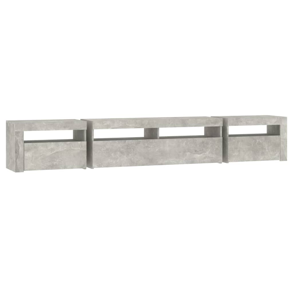 vidaXL Mobile Porta TV con Luci LED Grigio Cemento 240x35x40 cm