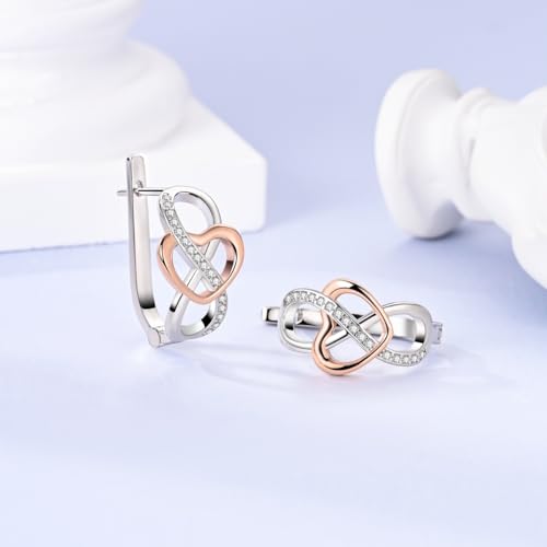 NARMO Earrings for Women 925 Sterling Silver Heart Hoops Small Colorful Rainbow Hoop Earrings Huggie Earrings2