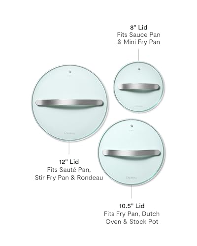 Image of Caraway Glass Lids Set for Pots and Pans - Made With Tempered Glass - Sized to Fit Caraway Ceramic-Coated & Stainless Steel Cookware - Includes 3 Sizes - 8 inch, 10.5 inch, & 11.8 inch