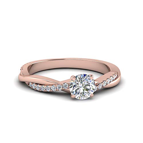 Image of 55Carat Choose Your Gemstone 18k Rose Gold Plated Infinity Twist Ring Crystal Round Shape Side Stone Wedding Valentine Wear Promise Ring with Pave Setting for Women Size US 4 to 12