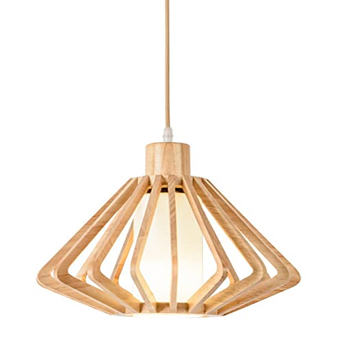 Lámpara de lámpara de lámpara de madera de estilo japonés creatividad personalidad de entrada de restaurante luces colgantes corredor del norte de Europa lámpara de techo de madera led hueca luces
