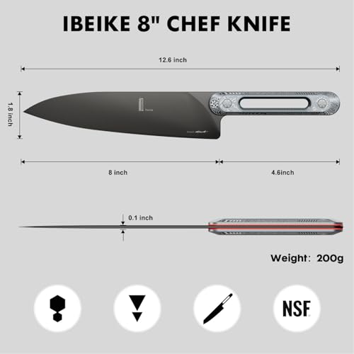Image of Japanese Chef Knife 8 Inch: ZDF-905 Powder Steel, Ultra Sharp Kitchen Knife, Full Tang Professional Chef Knife with Interchangeable Laser-Engraved Handles, Purism Series