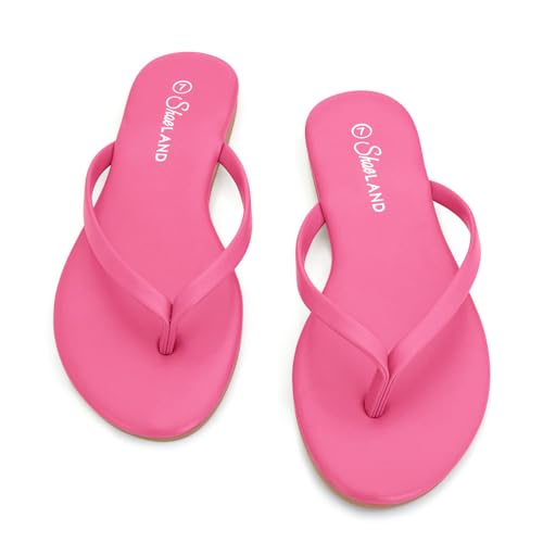 Image of Shoe Land Thong Flip Flops for Women, Memory Foam Flat Sandals, Lightweight Summer Slides, Non Slip Comfort Sandals for Beach, Travel and Everyday Wear