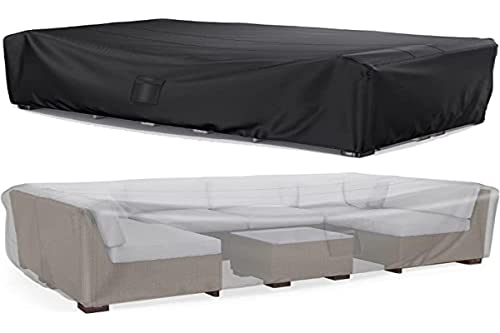 Funda Muebles Jardín Impermeable 250x210x90cm, Funda Sofa Jardín Exterior 600D Tela Oxford Impermeable con Revestimiento de PU, Trunk Funda Mesa Jardín con Salida de Aire para Mesas y Sillas, Sofás