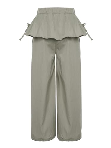 Aislor Kids Girls Bowknot Peplum Star Studs Track Pants Straight Wide Leg Baggy Trousers for Beach School Holiday Party4