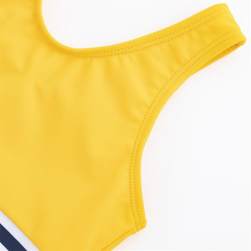 LIZENS Girls' Swimsuit One Piece Color Block Stripe Summer Beach Bathing Suit for Kids3