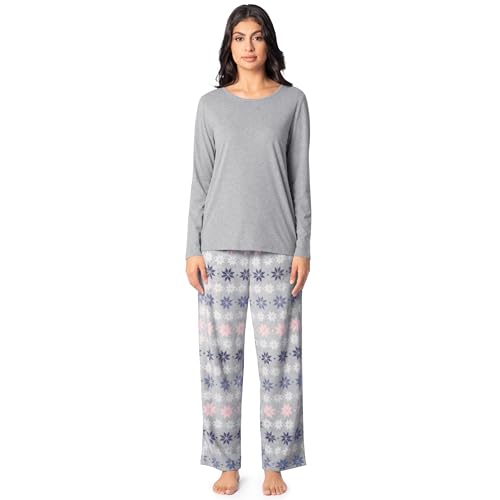 Image of Fruit of the Loom Women's Sueded Jersey Crew Top and Fleece Pant Sleep Set