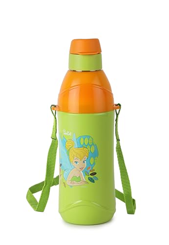 Image of CELLO Puro Steel-X Kids Zee 900 Inner Steel Cartoon Design Water Bottle 700 ml, Green | ISI Certified, PU Insulated, BPA Free Kids Water Bottle | Easy to Carry Leakproof School Kids Water Bottle