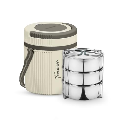 Image of Tureware Electric 3 PU Insulated 304 Grade Stainless Steel 3 Container 450 ML Each Thermoware Electric Lunch Box
