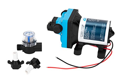 Image of Camco RV /Marine Variable Flow Automatic Demand Diaphragm Water Pump | 12 Volt DC | 3.0 GPM Flow Rate with a 55-PSI Cutoff | Measures 8-inches (L) x 5-inches (W) x 4-3 /8-inches (H) | (22491)