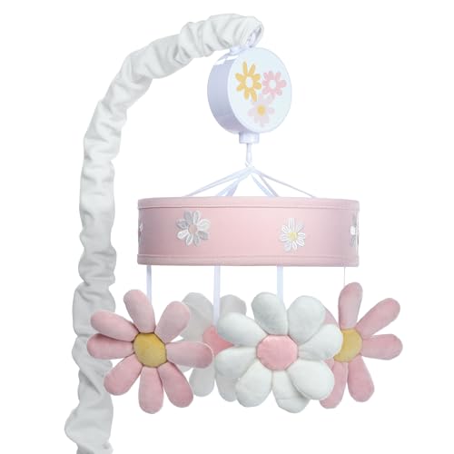 Lambs & Ivy Daisy Dreams Pink/White Musical Baby Crib Mobile