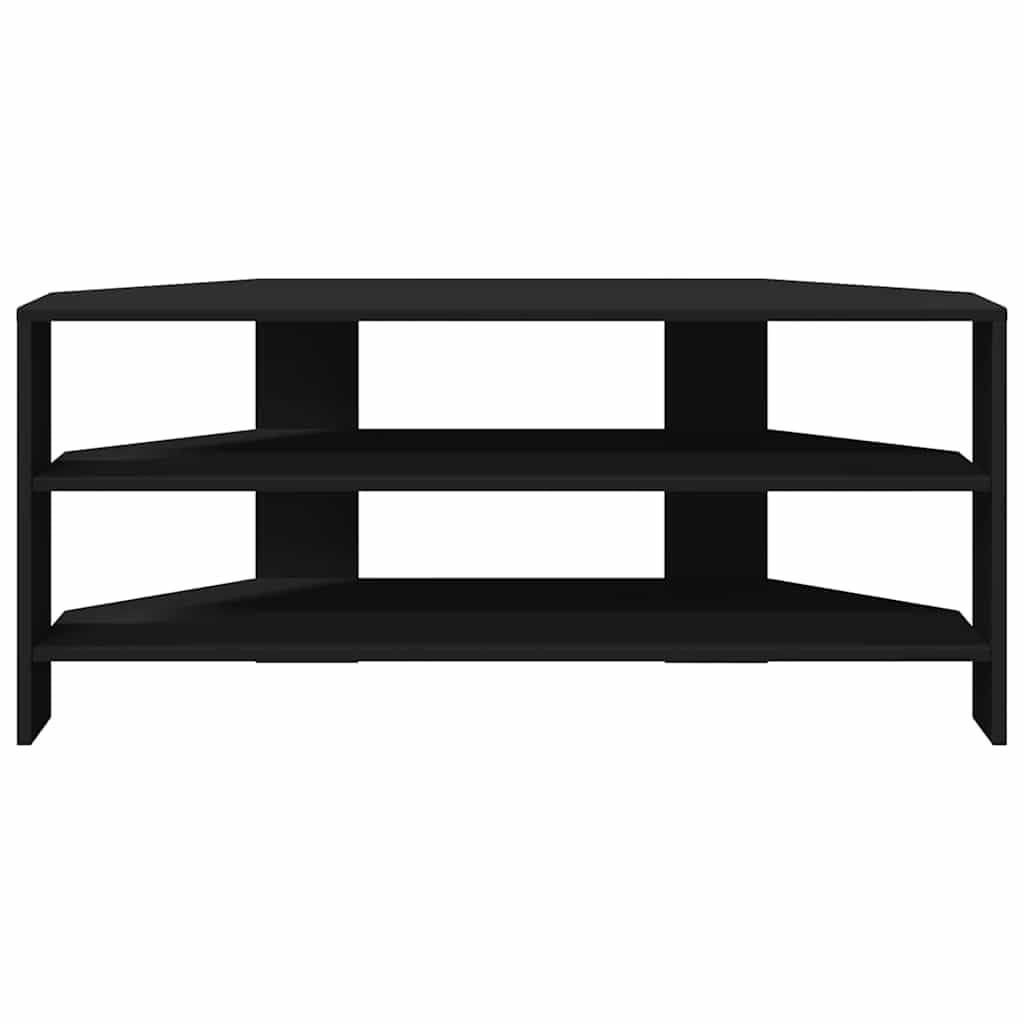 Mobile TV ad angolo nero, 102 x 40,5 x 45 cm, in legno con spazio e ripiano, moderno tavolo angolare con superficie opaca per soggiorno, mobile TV durevole