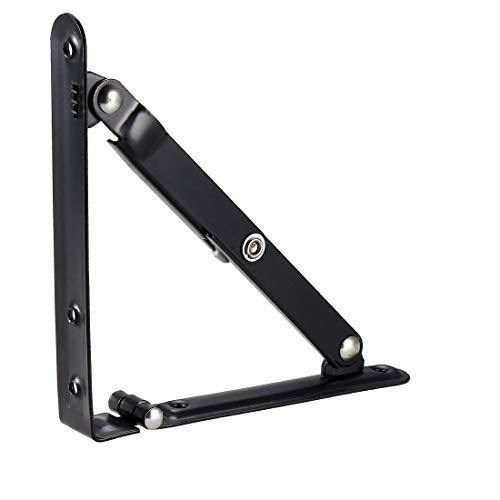 uxcell Folding Bracket 6 Inch 150mm for Shelves Table Desk Wall Mounted Support Collapsible Long Release Arm Space Saving Carbon Steel 2pcs by uxcell - Image 4