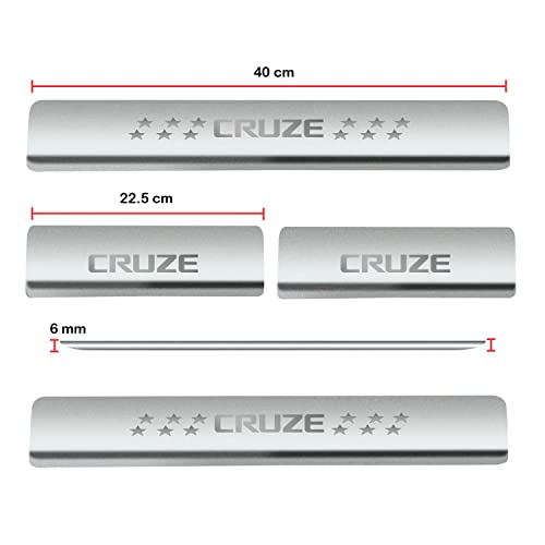 Image of Door Sill /Foot Step Stainless Steel Plates with Chevrolet Cruze (Set of 4 Pcs)