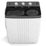 COSTWAY Portable Washing Machine, Twin Tub 20 Lbs Capacity, Laundry Washer 12 Lbs and Spinner 8 Lbs with Drain Pump, Timer Control, Perfect for Apartment Dorm RV, Grey