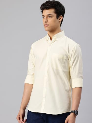 Image of Majestic Man Men's Solid Pure Cotton Casual Shirt - Slim Fit | Full Sleeves | Soft & Breathable Fabric