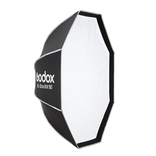 Godox Octa-90 Softbox Octogonal 90cm avec Monture Bowens - Boîte à Lumière Pliable Portable avec Grille et Diffuseur pour Photo et Vidéo Professionnelle