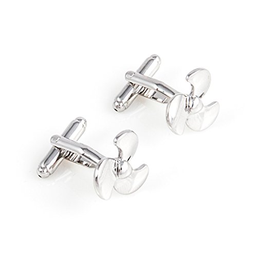 MRCUFF Ship Wheel and Propellor Propeller Boat 2 Pairs Cufflinks in a Presentation Gift Box & Polishing Cloth - Thumbnail 6