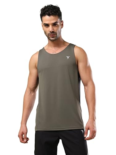 Image of TECHNOSPORT Men's Solid Slim Fit Scoop Neck Sports Innerwear Vest with TECHNOCOOL+ Quick Dry Anti Odour Anti Microbial 2 Way Stretch Soft & Smooth Activewear