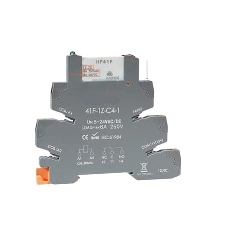 Rail Slim Relay Module 41F-1Z-C4-1 Integrated PCB Mount Power with Holder 12V 24V ACDC 220V Socket 6.2mm(S)