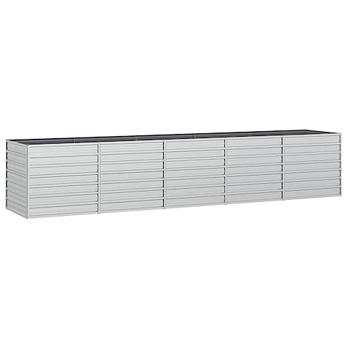 vidaXL Garden Raised Bed - Galvanized Steel Outdoor Patio Planter Pot - Silver, Dimensions 157.5