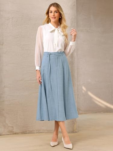 Women's A-Line Skirt with Pockets Elastic High Waist Maxi Skirt2