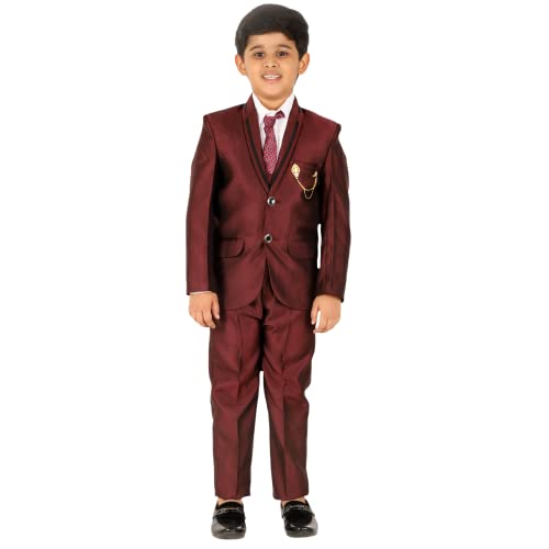 Image of Pro-Ethic Style Developer Boy's 5 Piece Suit Set | Coat, Pant, Tie & Shirt | Cotton Checked Pattern