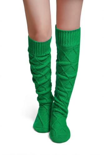 Image of Pcavin Thigh High Socks for Women, Long Cable Knit Over Knee Boot Stockings | Extra Long Fit, Cable Knit Texture, Warm Thick Knit, Winter Boot Socks, Cozy Leg Warmers, Sweater Sock Style