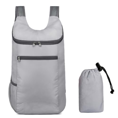 XAGMODSHN Mochila de senderismo ultraligera, plegable, a prueba de salpicaduras, mochila de viaje para acampar al aire libre, escalada, gris, 12*4*9cm