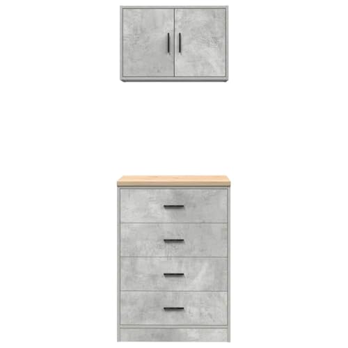 Armario multiusos de madera con acabado estético gris hormigón 6