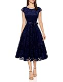 BeryLove Summer Dresses for Women 2023 Prom Wedding Guest Dresses Floral Lace for Women Graduation Dresses for Teens Cocktail Bridesmaid Formal Sexy Backless Evening Party Dress 7016 Navy M