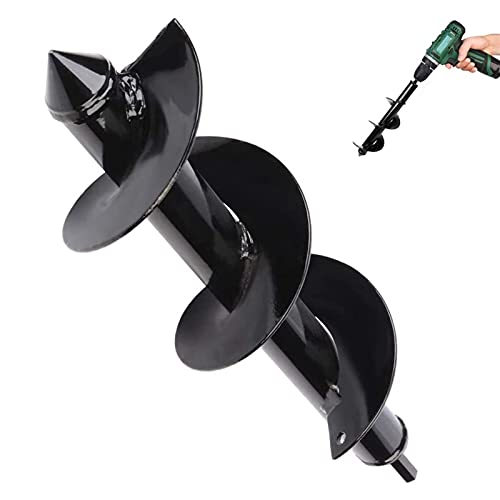 Taladro de mano inalámbrico para jardín, de acero, para jardín, espiral, taladradora de tierra, herramienta de excavación para plantar, bulbos, semilleros (30 x 8 cm)