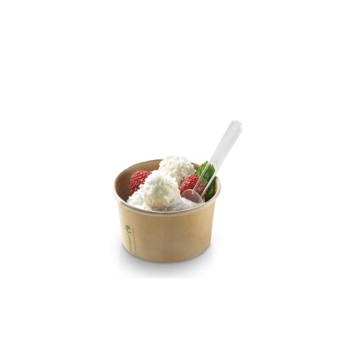Genérico Tarrina Desechable de Kraft, 100 ml, 7,5 cm Diámetro, con Revestimiento PLA, Paquete de 1000