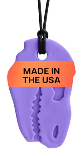 ARK Dino-Bite Chew Necklaces for Sensory Kids and Adults Oral Fidget for Autism ADHD SPD Anxiety Medical-Grade Sensory Chew Necklace XXT Very Firm Lavender
