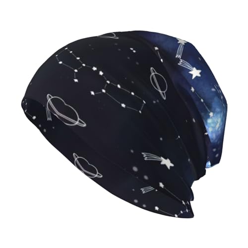 Gorro de invierno para hombre y mujer, gorro de punto térmico para esquí, sombreros y gorras con estampado colorido de arcoíris en espiral, Cluster Of Stars In Night Sky, talla �nica