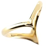 [アトラス] 18金 リング V字 ハート 普段使い ゴールド 18k 指輪 ピンキーリング 婚約指輪 イエローゴールドk18 シンプル 人気 おしゃれ 男女兼用 18号