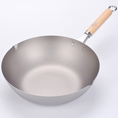 Wok antiadherente con mango de madera 33 cm
