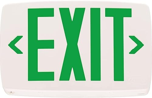 Image of Lithonia Lighting Quantum LED Emergency Exit Sign, Thermoplastic Exit Only Sign with Stencil-Faced White Housing and Green Letters with Nickel Cadium Battery (LQM S W 3 G 120 /277 EL N M6)