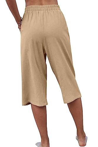 Image of Veatzaer Women's Elastic Waist 3 /4 Capri Harem Pants with Pockets Casual Loose Solid Yoga Trousers S-XXL
