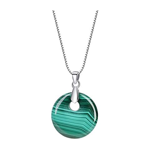 COAI 925 Sterling Silver Malachite Stone Pendant Necklace for Women Cover