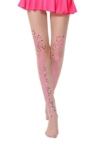Image of Erinaco Women's Flower Pattern Sheer Footed Pantyhose Control Top Tights Stockings with Reinforced Toes
