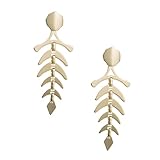 Healvian クリエイティブ魚骨イヤリング レディース用合金製ユニークデザイン エレガントでシーズン対応 目を引く葉形アクセサリー