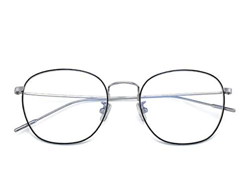 Blue Light-Resistant Glasses for Women Men’s Retro Round Lens Eyeglasses ZERSER (Silver)