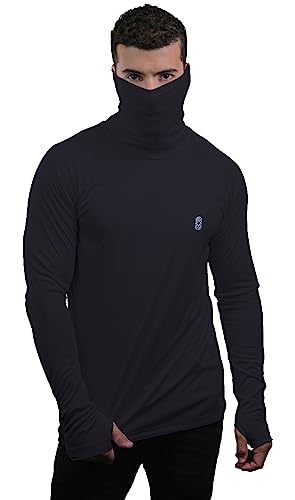 Camiseta Skube Com Máscara e Capuz Proteção UV 50+ Dry Fit Segunda Pele Térmica Tecido Termodry Mang