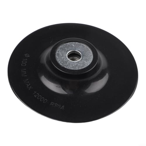 Image of 4 Inch Angle Grinder Backing Pad for Flexible Sanding Discs - Rubber Support Tray with 15,300 Max RPM for Polishing and Grinding Tasks in Black Color